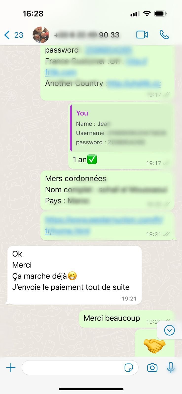 Screenshot of a WhatsApp conversation showcasing satisfied clients discussing SubTV IPTV service